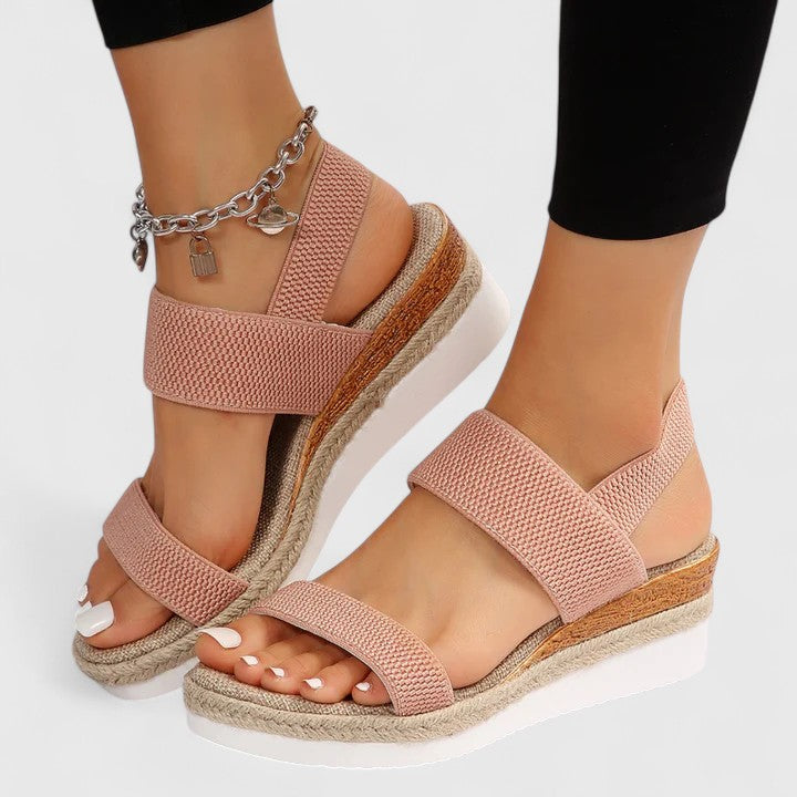 Fashionable women's open-toe wedge sandals, orthopedic comfort & arch support for summer.