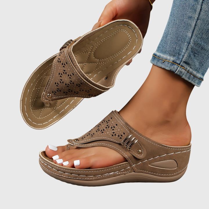 Stable height women's platform heeled sandals with comfortable ankle strap, perfect for summer.