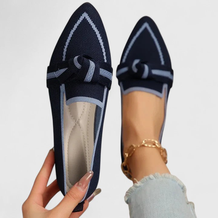 Effortless women's flat loafers: pointed toe, knot-front detail. Chic, comfortable, and versatile for any occasion.