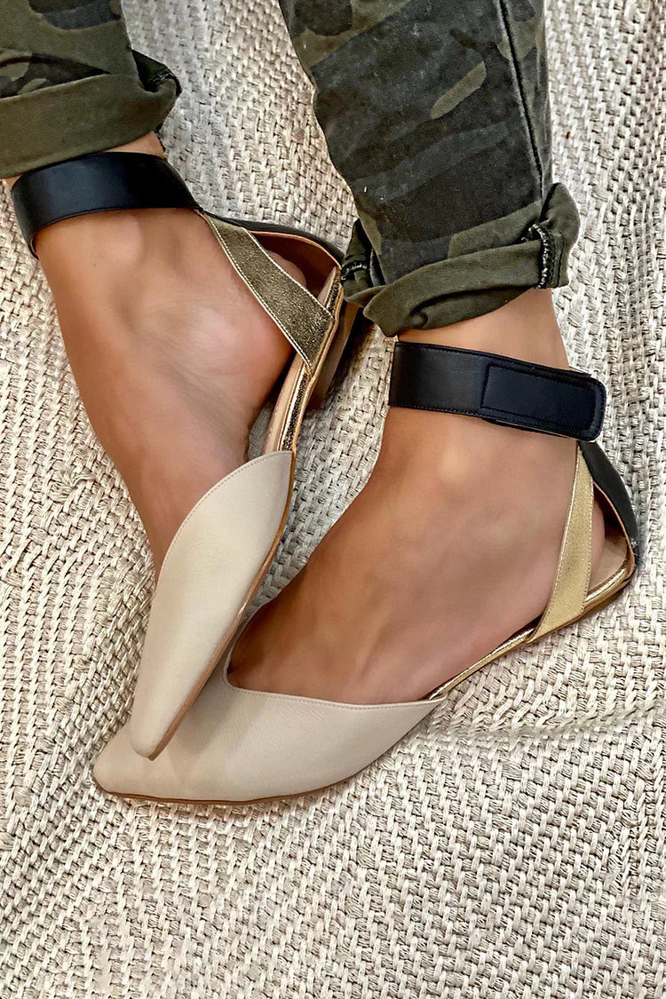 Women's pointed-toe flats with ankle strap, perfect for comfortable office & daily professional wear.