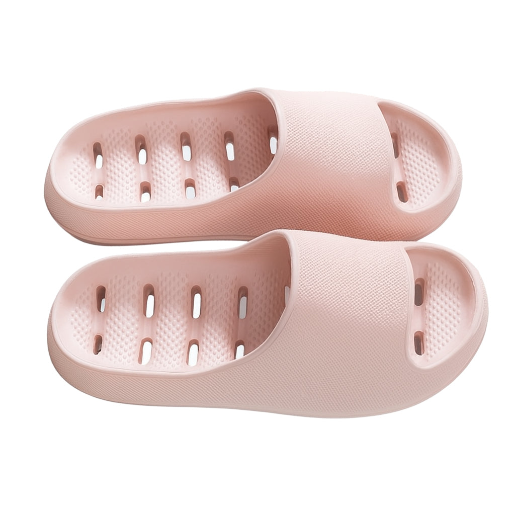 Soft, lightweight women's shower slippers, quick-drying with drainage, ideal for comfortable daily wear.