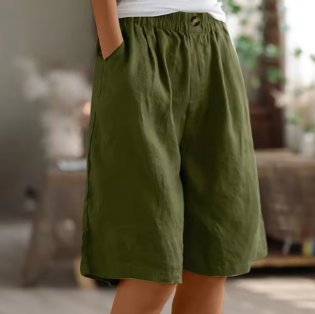 Women's relaxed fit comfort shorts with elastic waistband, perfect for everyday summer wear.