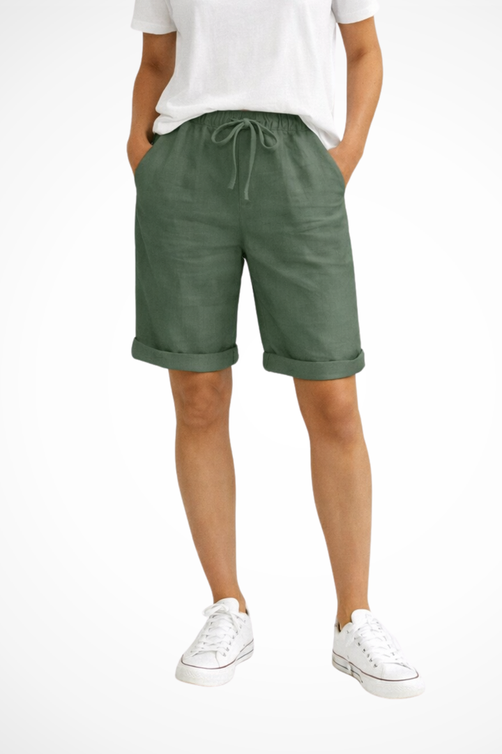 Women's casual drawstring summer shorts with a relaxed, comfortable fit for warm weather, beach, and everyday style.