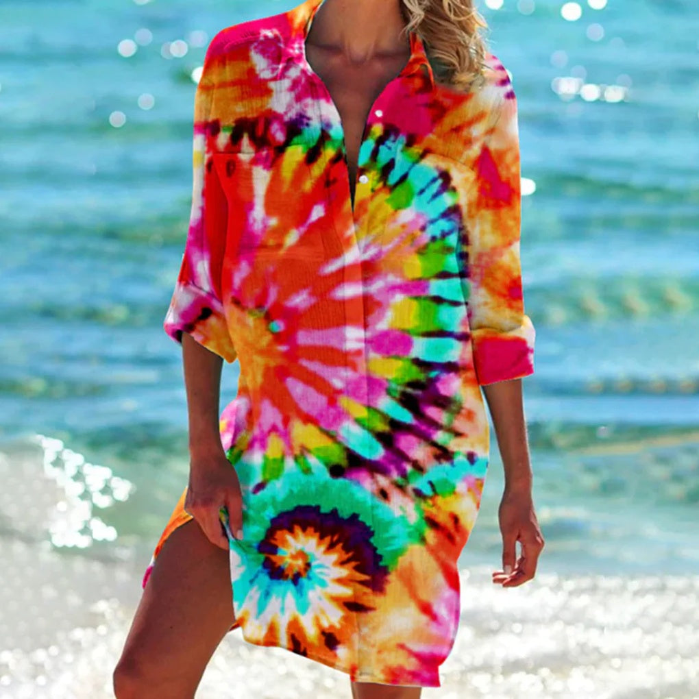 Women's relaxed fit summer shirt, perfect for comfortable everyday wear. Lightweight & versatile.