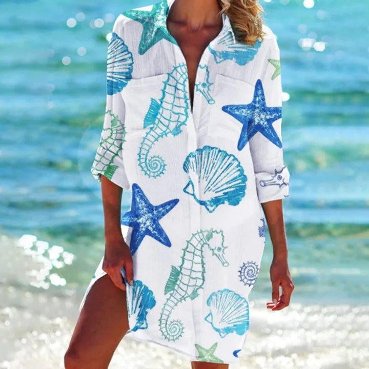 Casual women's short sleeve shirt with a relaxed fit, ideal for versatile summer and spring styling.