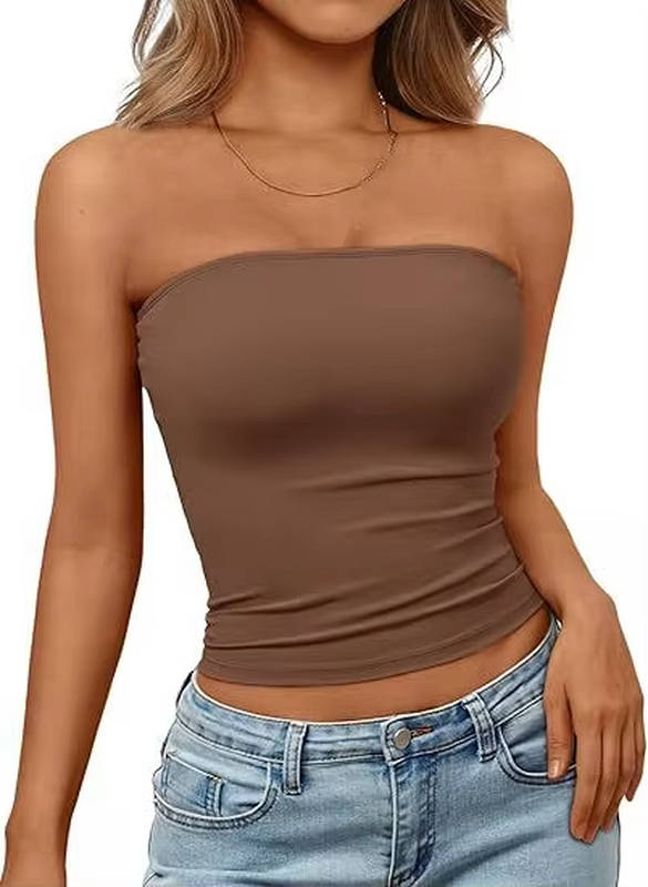Women's seamless tube top, stretch fit for comfort, great for summer fashion & layering.