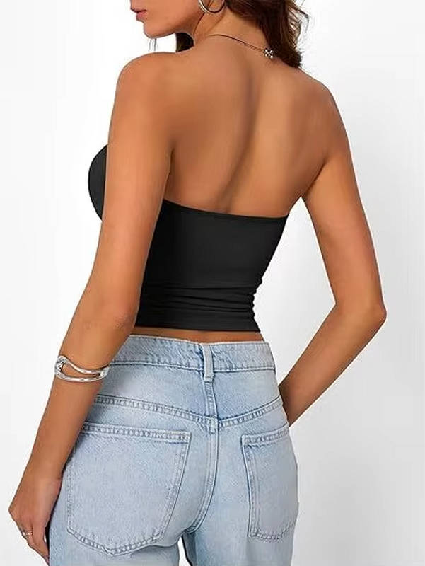 Strapless tube top for women, versatile seamless design, perfect for layering or summer outfits.