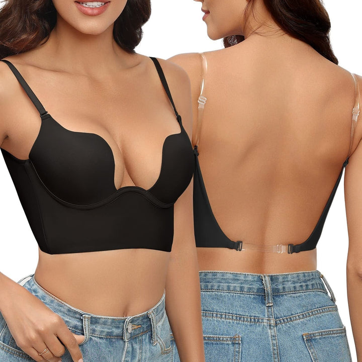 Women's seamless plunge backless shaper for smooth lines, designed for daring outfits & comfortable wear.