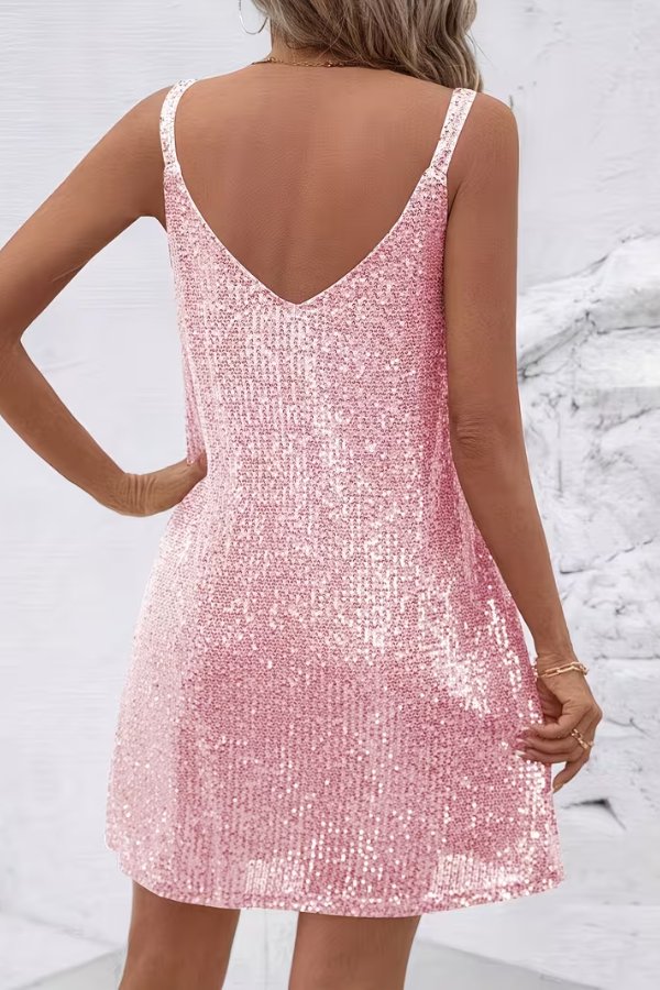 Sparkling sequin swing mini dress, perfect for homecoming or cocktails.