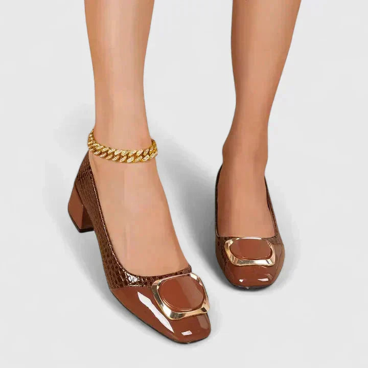 Stylish women's square toe block heel loafers, perfect formal shoes or casual loafers for everyday fashion.