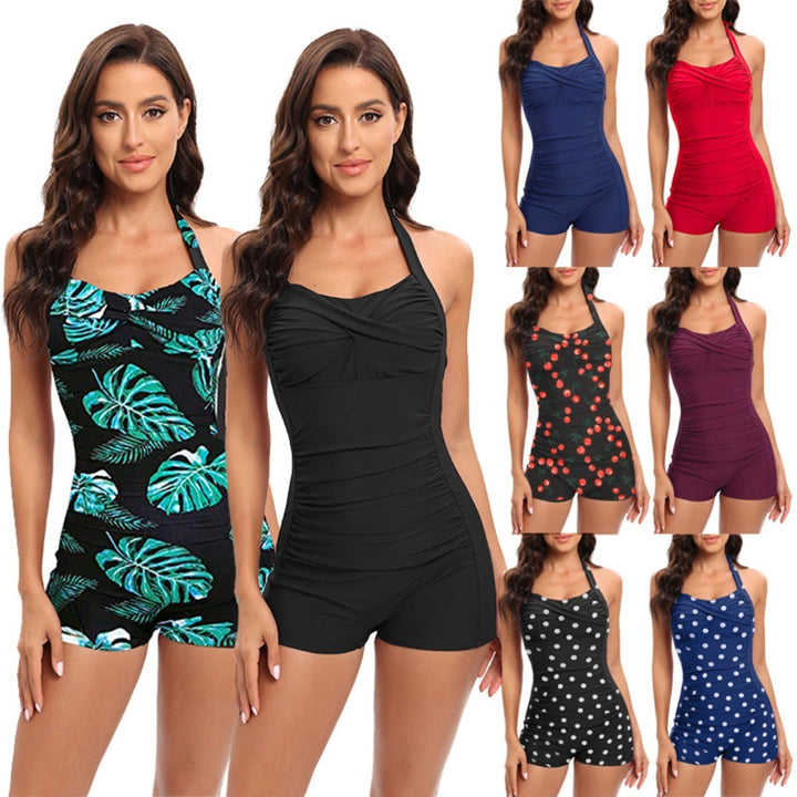 Women's tummy control one-piece swimsuit, flattering & figure-slimming beachwear for summer.