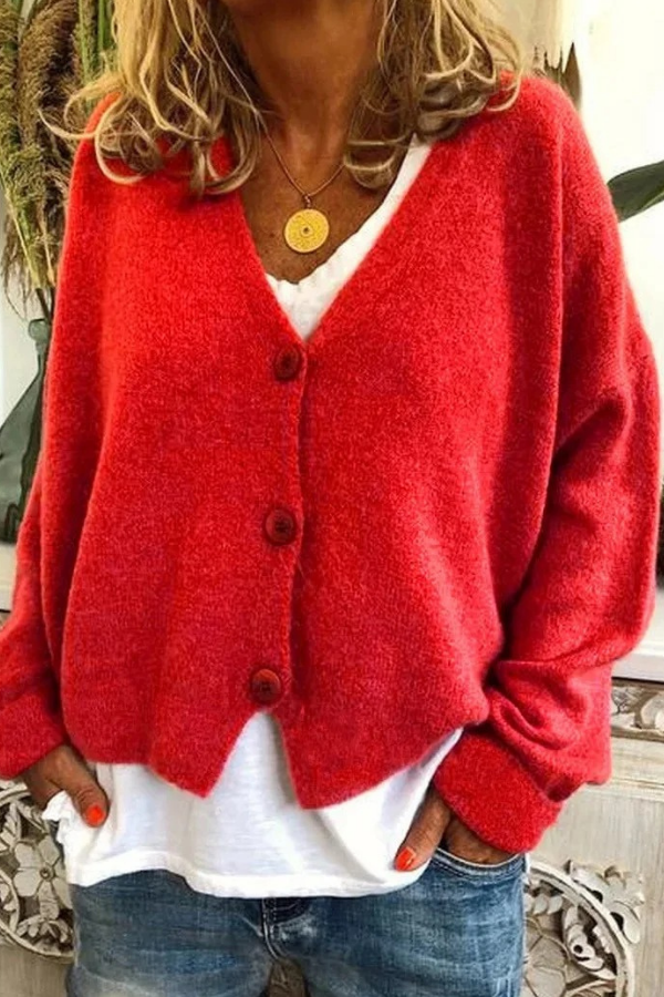 Versatile knit button cardigan, perfect for casual wear or dressing up.