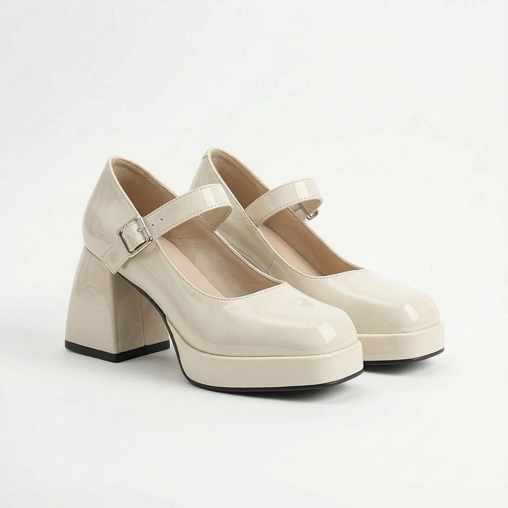 Classic women's platform pumps with stable block heel, square toe, and a comfortable design for all-day wear.