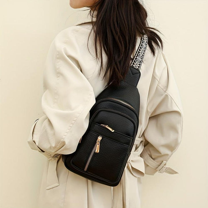 Khaki vintage women's chest bag, a versatile fashion accessory for any outfit.