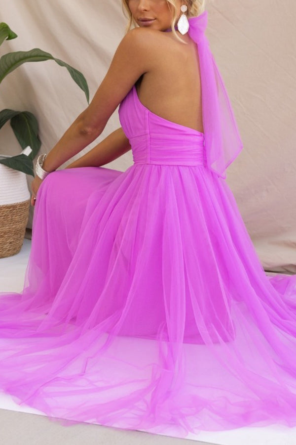 Elegant layered tulle midi dress for women, ideal for special occasions & formal wear.