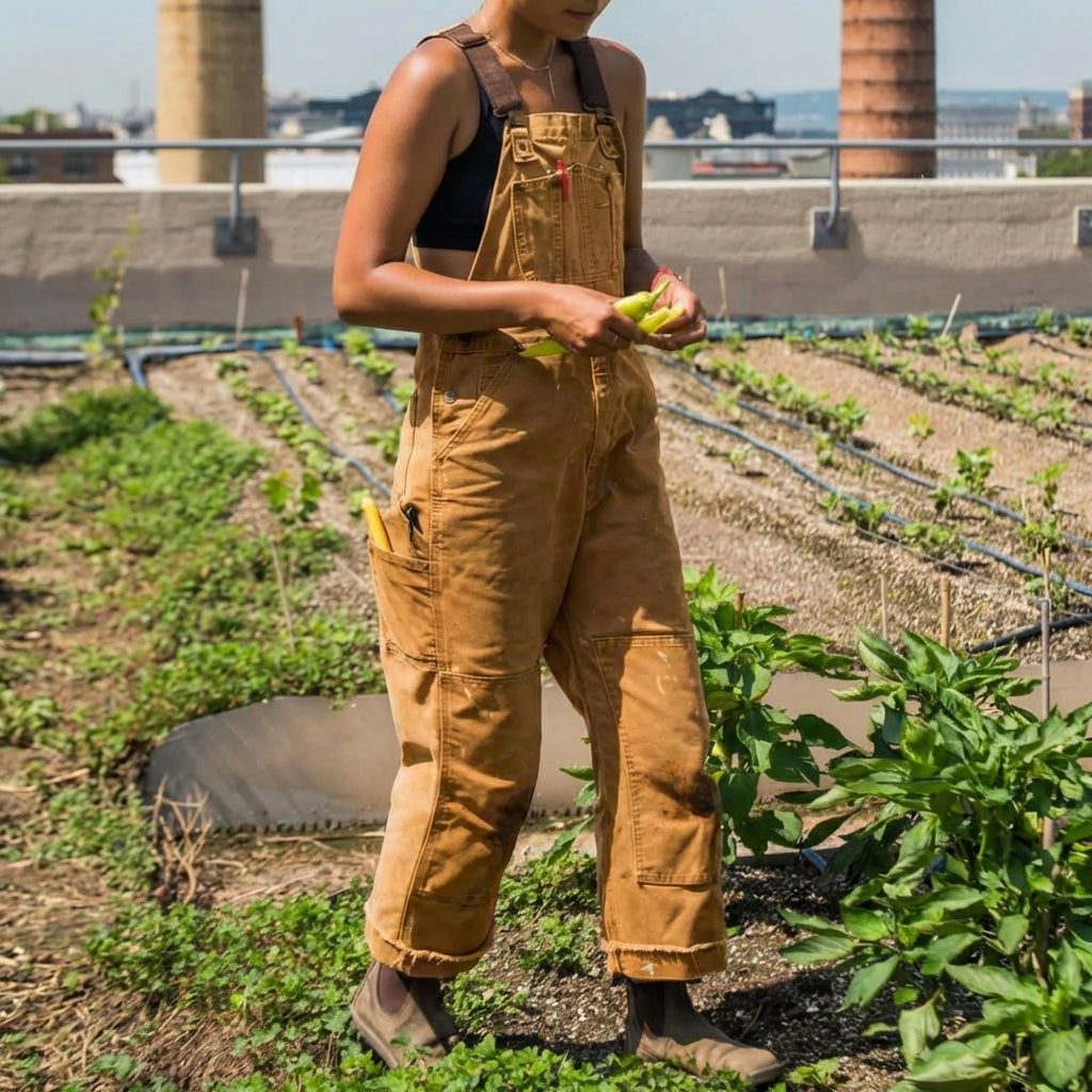 Women's wide-leg jumpsuit overalls, relaxed fit. Comfortable, casual utility style for everyday wear.