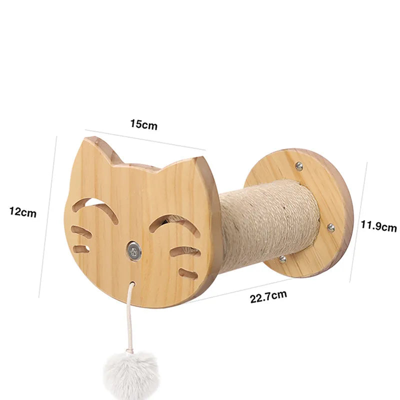 Premium quality wooden cat scratcher and comfortable wall perch with engaging toy
