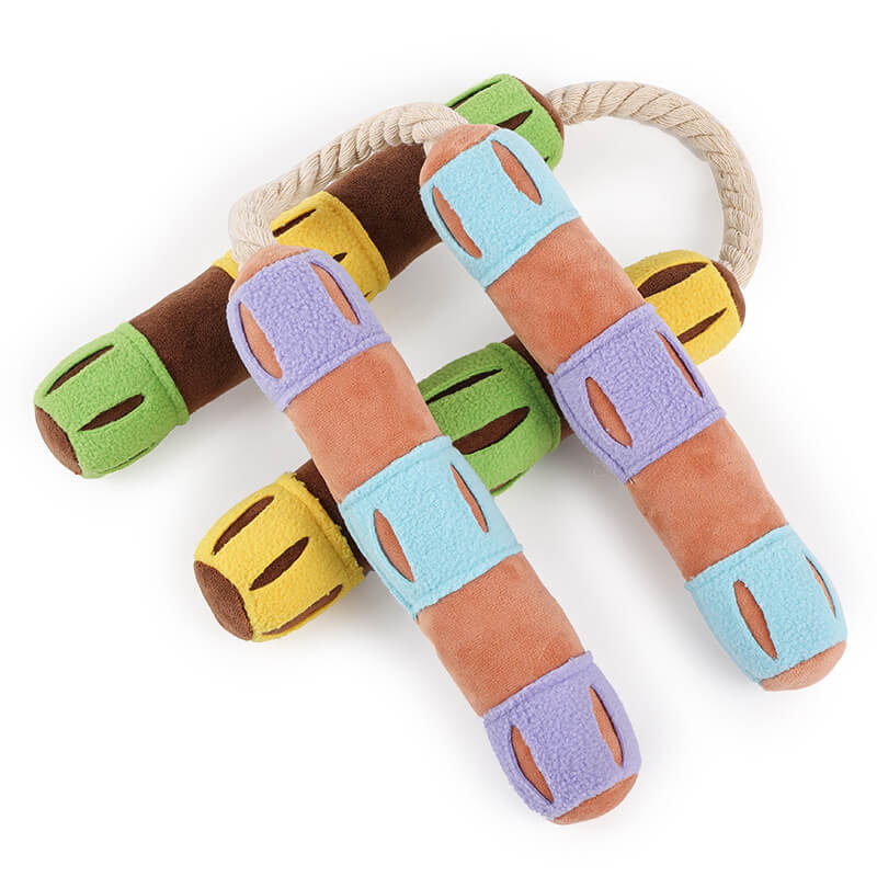 Durable puzzle treat dispenser squeaky dog toy, promoting slow feeding & play