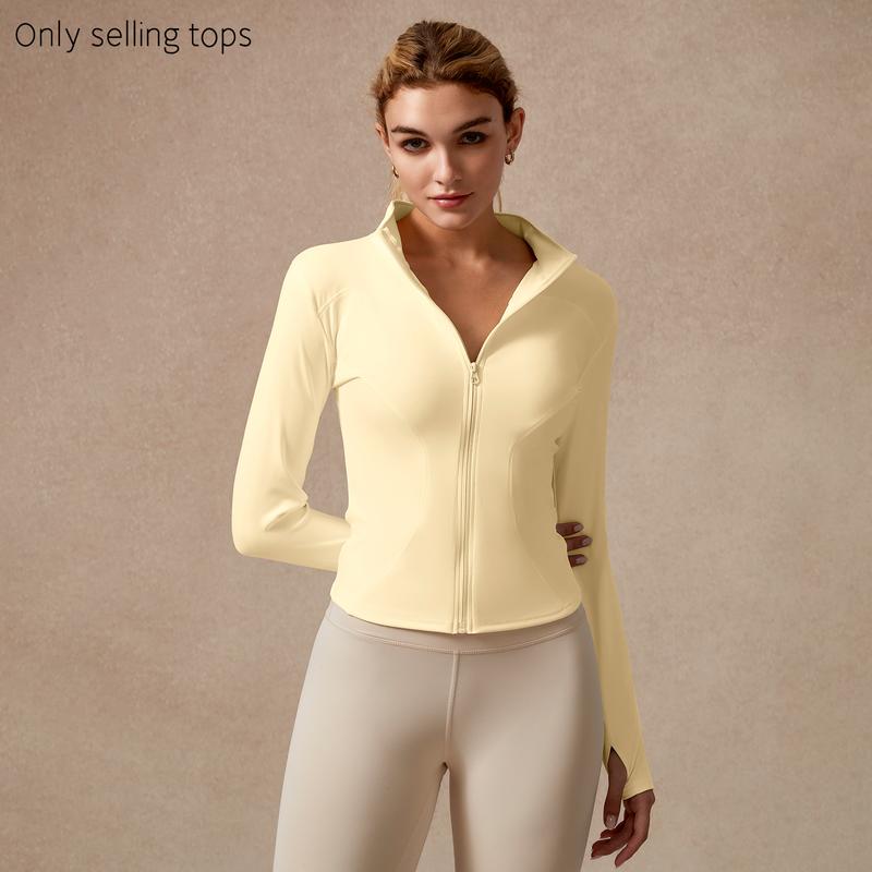 Performance full-zip top, women's activewear with thumbholes, perfect for studio.