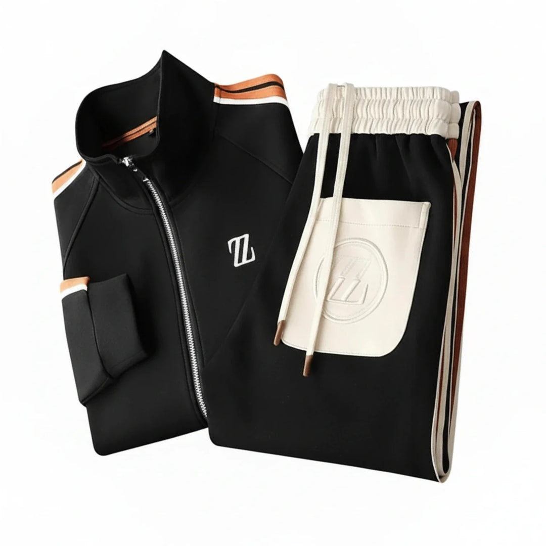 High-quality men's active tracksuit set, a two-piece zip-up with joggers for everyday comfort.