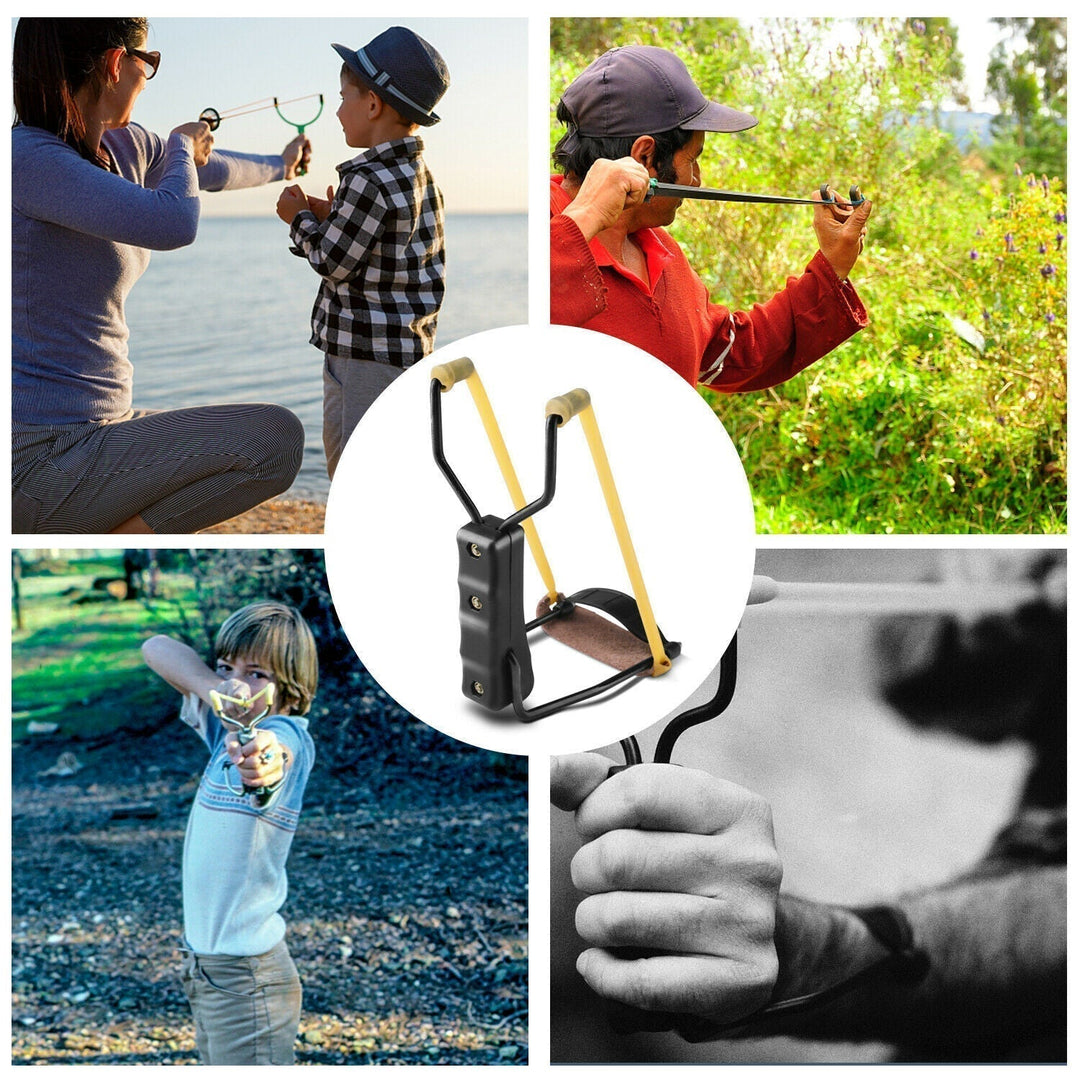 Zusammenklappbare Handgelenk-Schleuder mit leichtem Aluminiumrahmen, kompakten Power-Bändern und beeindruckender Reichweite.